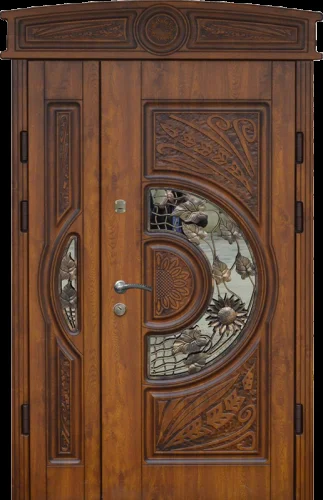 Дверь деревянная массив с ковкой №12