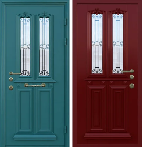 Металлическая дверь со стеклом №21