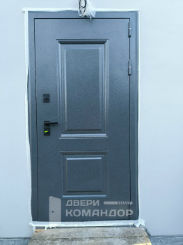 Входная дверь Термо Арктика с зеркалом АСД с чёрной фурнитурой